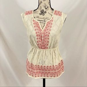 Lucky Brand Cream Embroidered Blouse Size XSmall